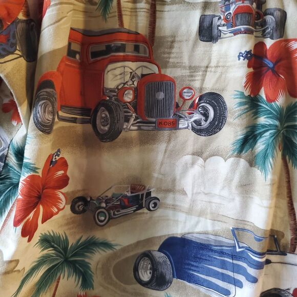 RJC Hawaiian Shirt Short Sleeve Size L Made in USA Hot Rod Cars Beach Cruise - Picture 5 of 13